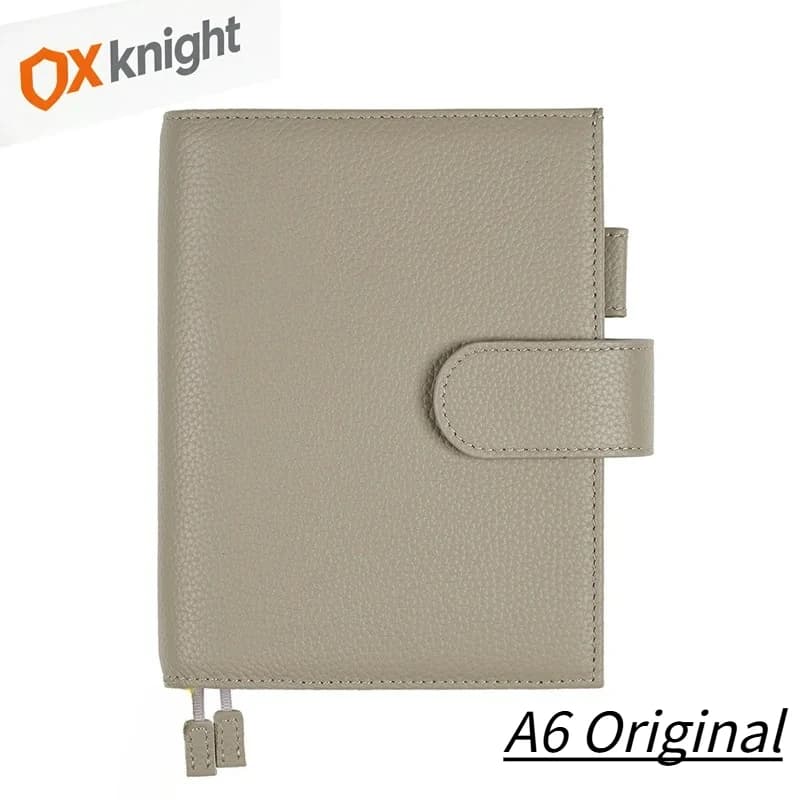 OX KNIGHT 2026 Luxury Original Series A6 Plus Copertina per Notebook in Pelle Bovina Grana Litchi per Planner, Organizer, Agenda, Diario