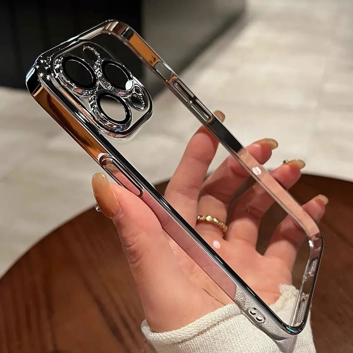 Luxury Plating Clear Silicone Phone Case For iPhone 16 17 15 14 13 12 11 Pro XR XS Max Mini Plus Lens Protection Case Back Cover