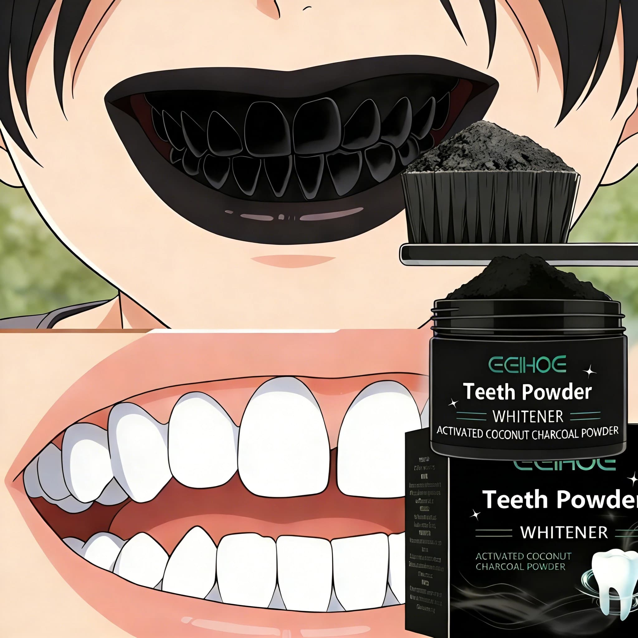 Winter teeth whitening powder with 10% of Hydrossiapatitis - Remineralizing, Fresh mint, Gel Nail Polish Repair