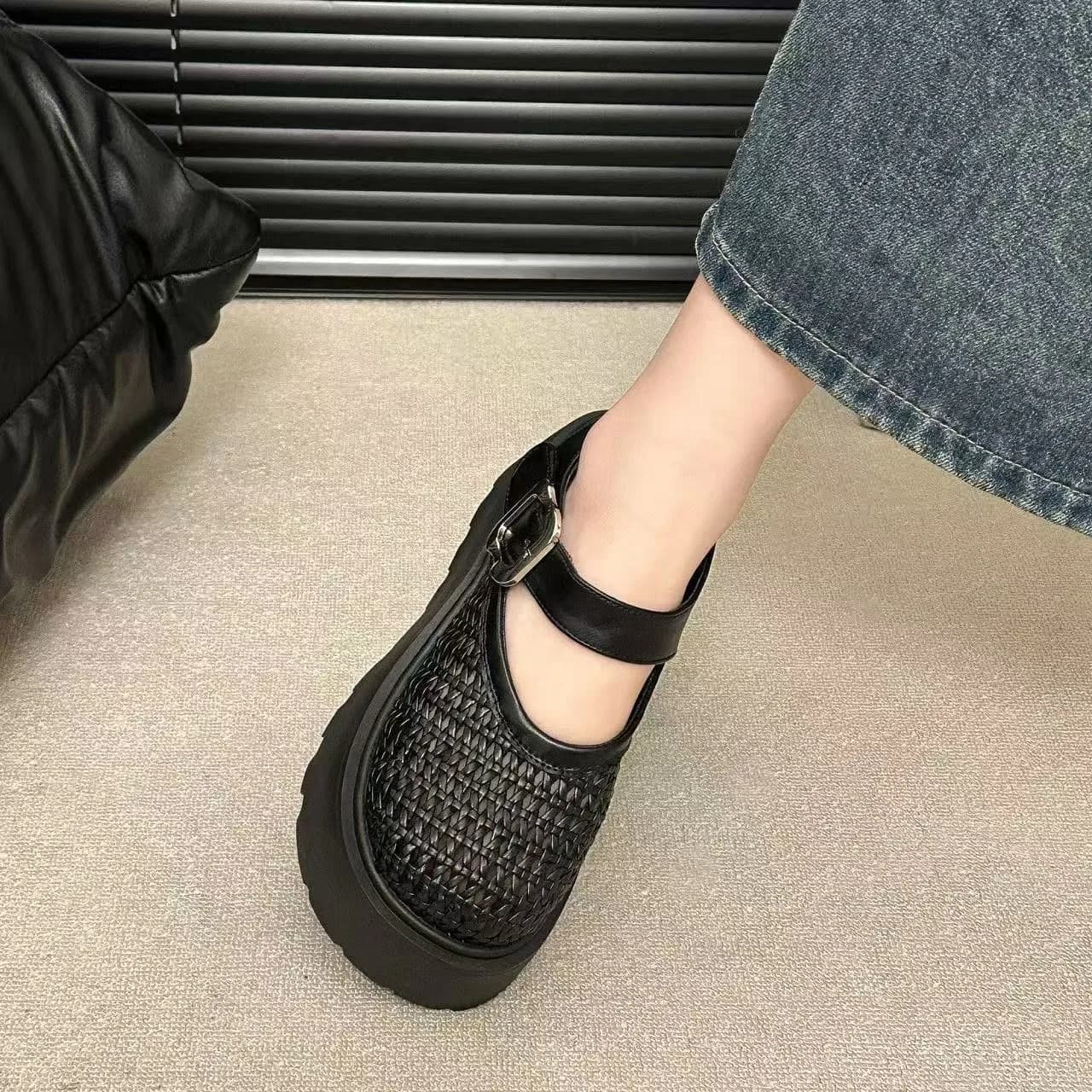 Chunky Platform Mary Janes Women Hollow Out Woven Sandals Punk Thick Sole Buckle Strap Creepers Casual Female Gladiator Shoes