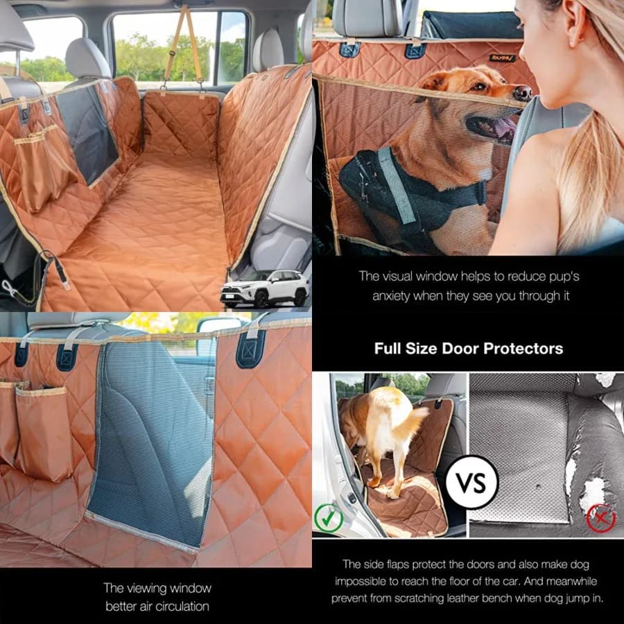 Coprisedile per Cani per SUV e Auto Piccole, Impermeabile, Resistente, con Finestra a Rete, Anti-Graffio