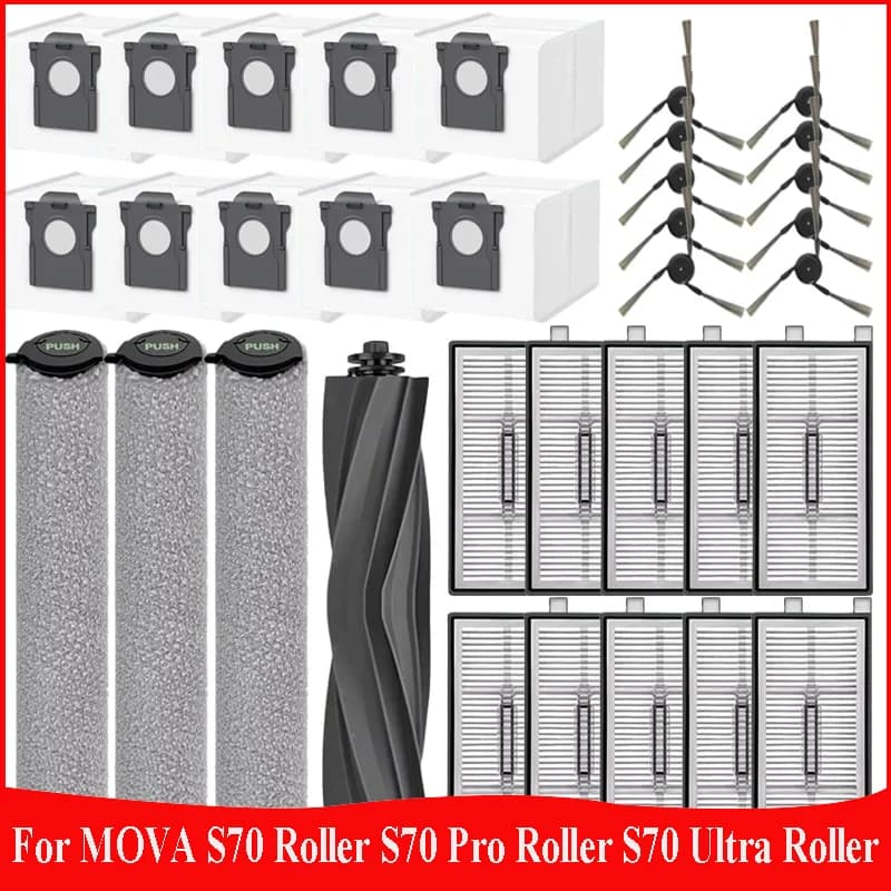 For MOVA S70 Roller/ S70 Pro Roller/ S70 Ultra Roller Robot Vacuum Accessories Main Side Brush Filter Dust Dag