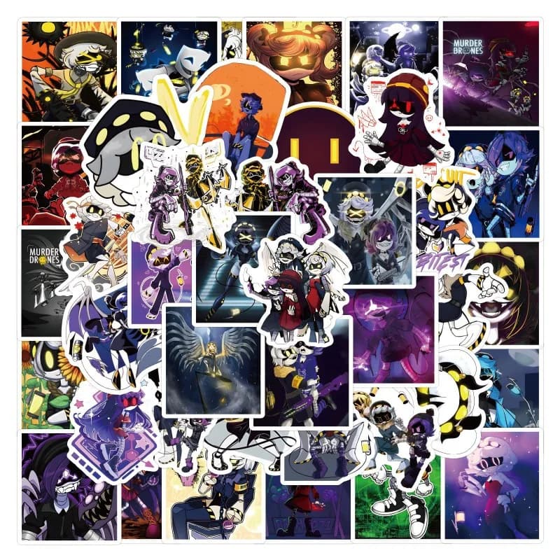 55Pcs Murder Drones Cute Anime Character Graffiti Stickers Waterproof Vinyl Decals DIY Decor Stickers for Journal Water Bottle