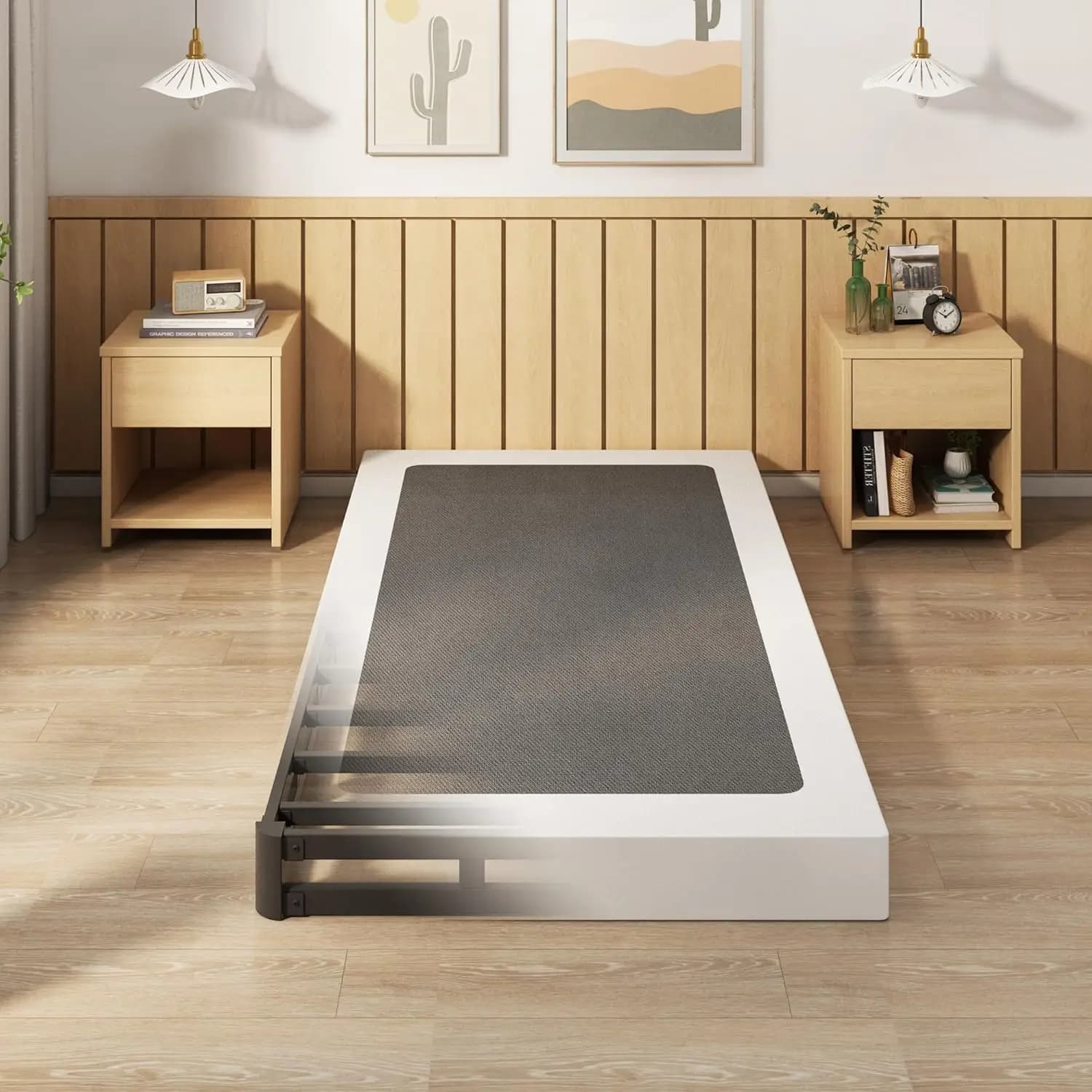 5 inch twinned spring base, 1500 lb durable metal mattress support with fabric coating, easy to mount