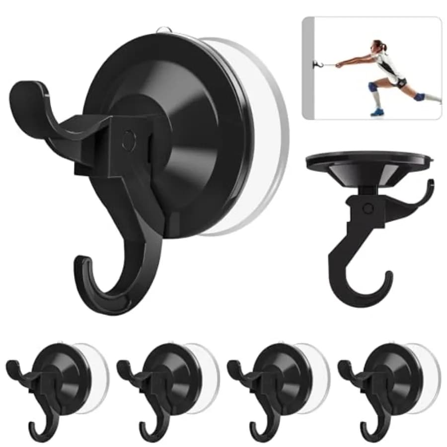 5 Pack Suction Cup Hooks, Black Suction Cup Wreath Hanger with Adhesive Suction Tab, Wreath Holder for Spring Garland, No Tools