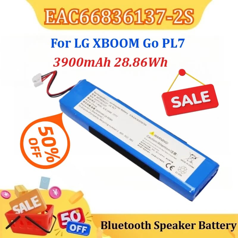 Nuova Batteria Ricaricabile agli Ioni di Litio EAC66836137-2S 3900mAh 7.4V per Altoparlante Bluetooth LG XBOOM Go PL7
