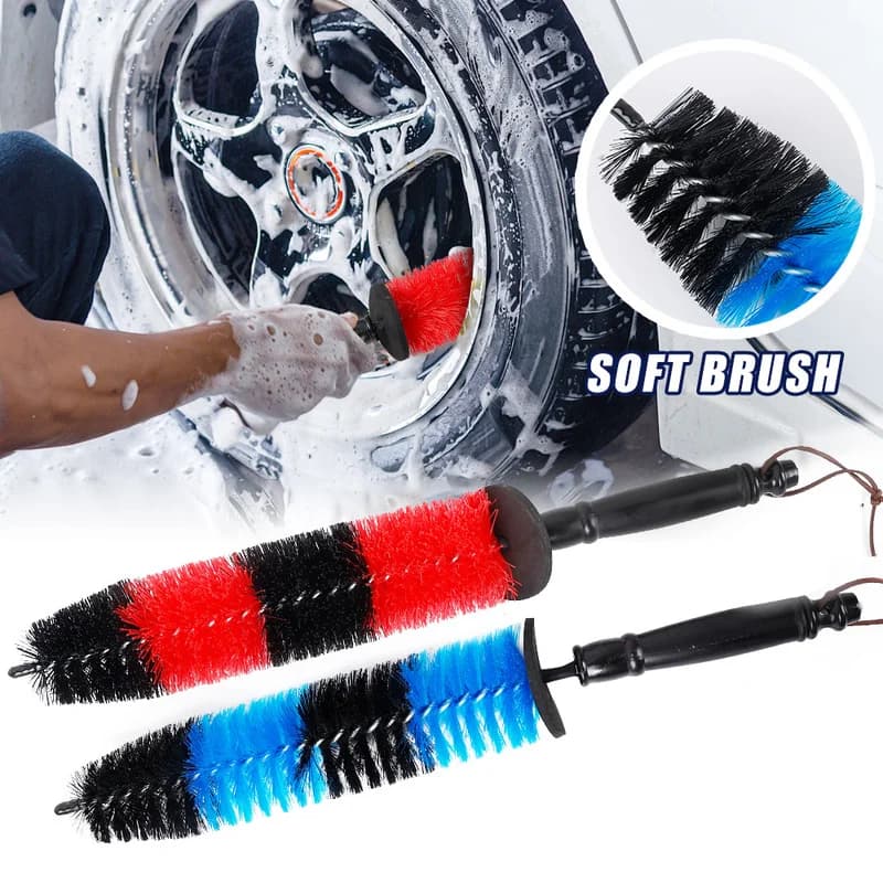 Auto Wheel Long Soft Cleaning Brush Car Wheel Brush Rim Tire Detailing Brush Car cleaning for Wheels Rims Exhaust Vehicle Engine