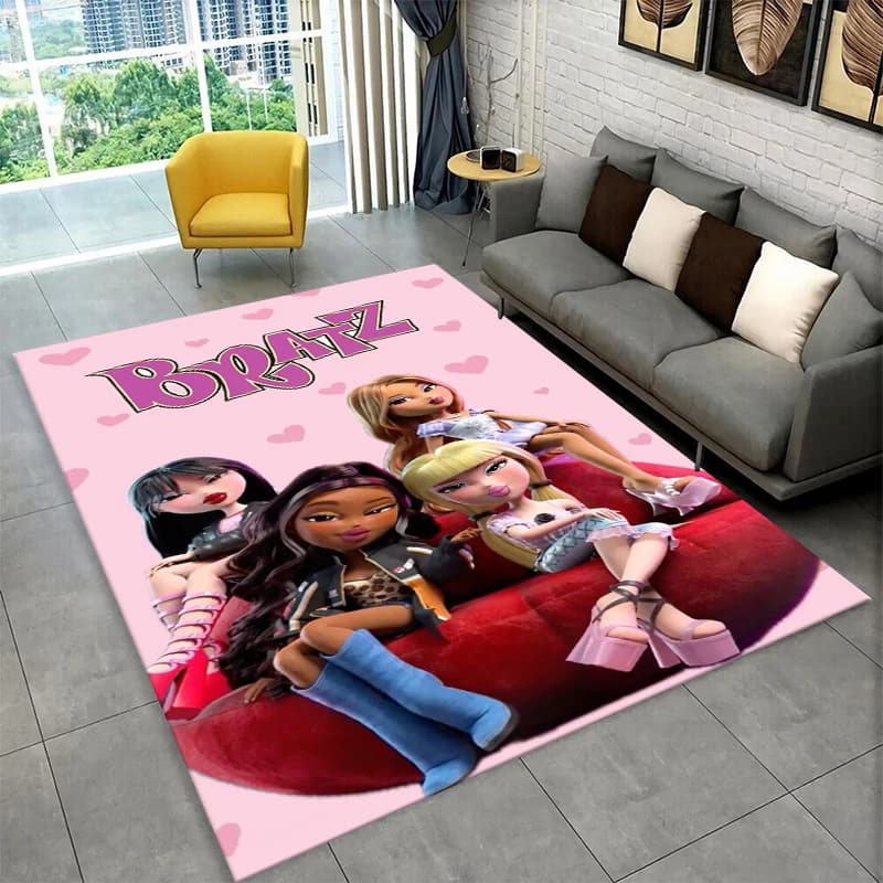 Bratz Doll Kawaii Girl Cartoon Carpet Rug for Playroom Bedroom Living Room Sofa Home Decor,kid Game Area Rug Non-slip Floor Mat