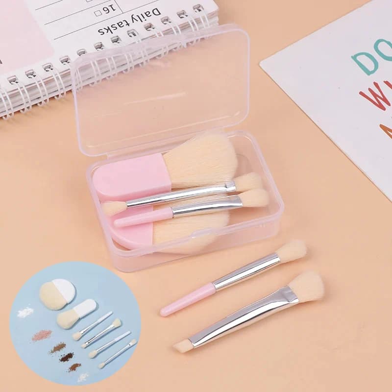 Set di pennelli per trucco portatili da 6 pezzi, fondotinta cosmetico in polvere, ombretto, fard, pennello per correttore, mini pennelli per trucco