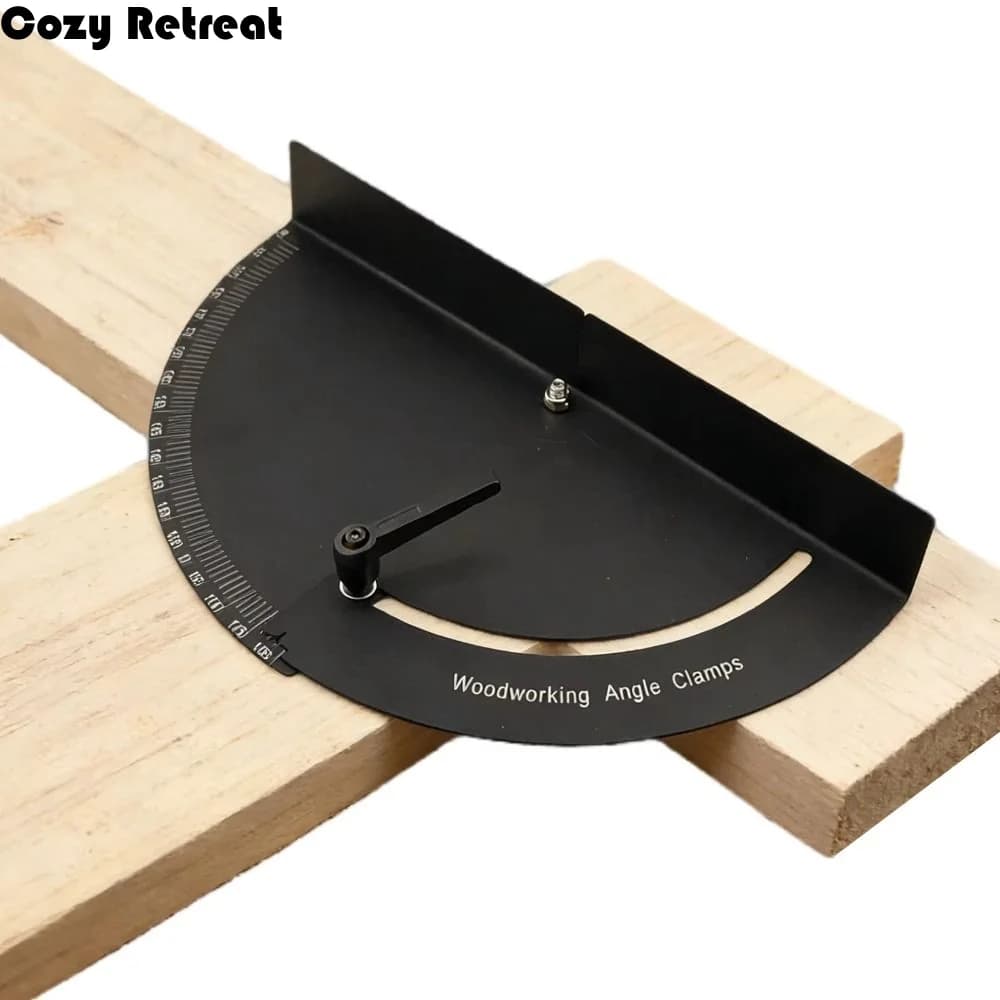 Aluminum Alloy Woodworking Tools Adjustable Angle Black Color Angle Meter 22.5°-180° Right Angle Angle Clamp Picture Frame