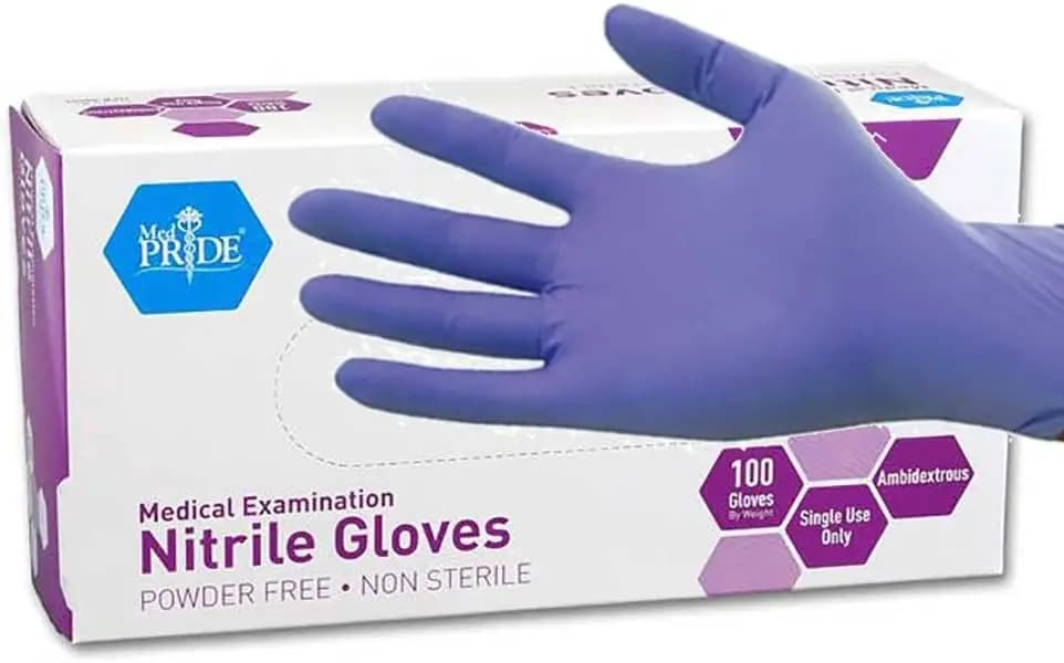 Guanti da Esame in Nitrile, Blu Iris, Taglia Media, Confezione da 100 - Senza Polvere e Senza Lattice