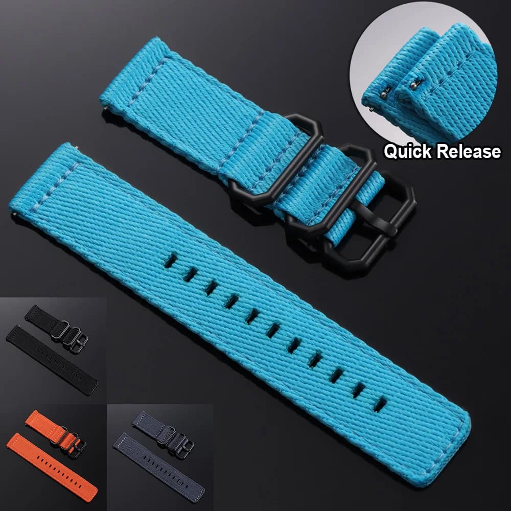 Cinturini per Orologi in Tela a Sgancio Rapido da 22mm, Bracciale in Nylon Intrecciato per Uomo e Donna, Blu, Nero, Grigio, Arancione, per Smartwatch