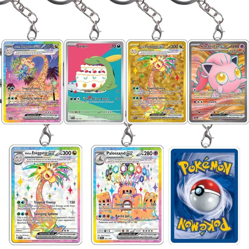 Portachiavi PTCG con Personaggi Anime: Mew, Gulpin, Altaria, Bulbasaur, Gardevoir - Ciondolo in Acrilico Fatto a Mano, Decorazione per Carte