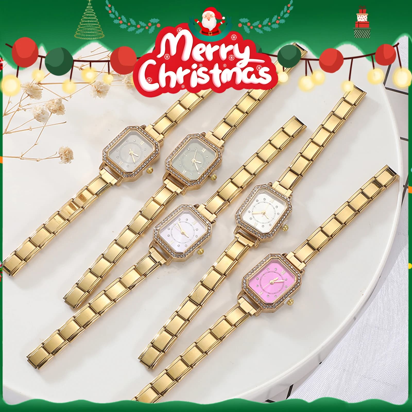 Luxury DIY 9MM Charm Stainless Steel Zircon Shiny Square Round Watch Bracelet Bangle High Quality Y2K Watch Head Christmas Gift