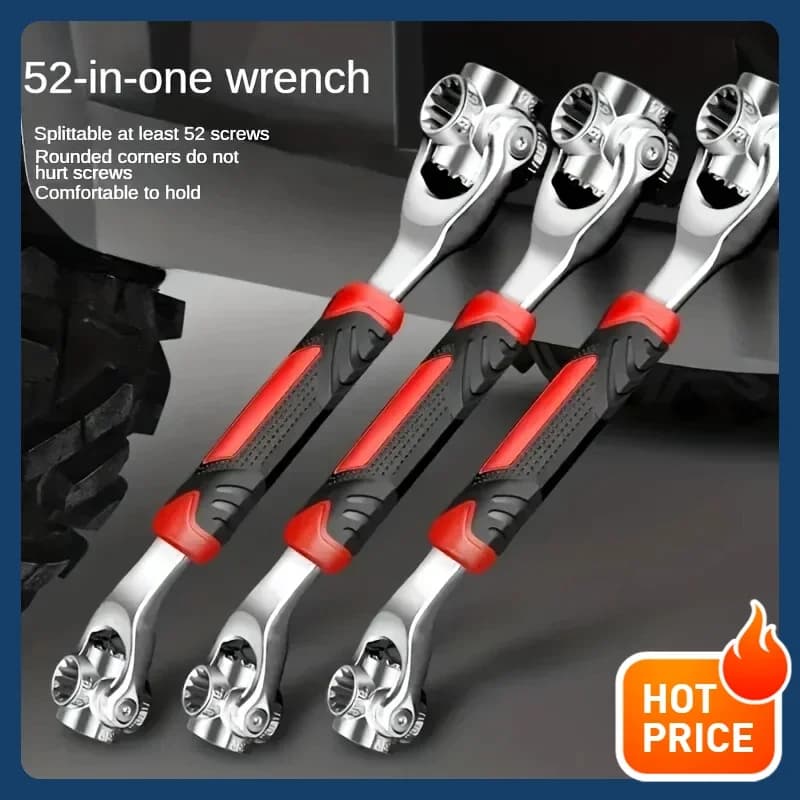 Tool Set 52-in-1 Bestseller, Universal Wrench Key for Scanned Bolts, Manual Tools, 360° Tiger Multipurpose Key