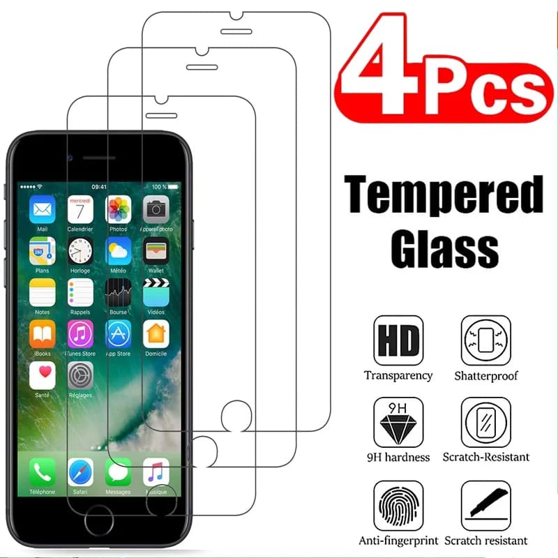 HD Protective Glass For iPhone SE 2020/2022/iPhone 6 6S 7 8 Plus 2/4Pcs Transparent Screen Protector 9H