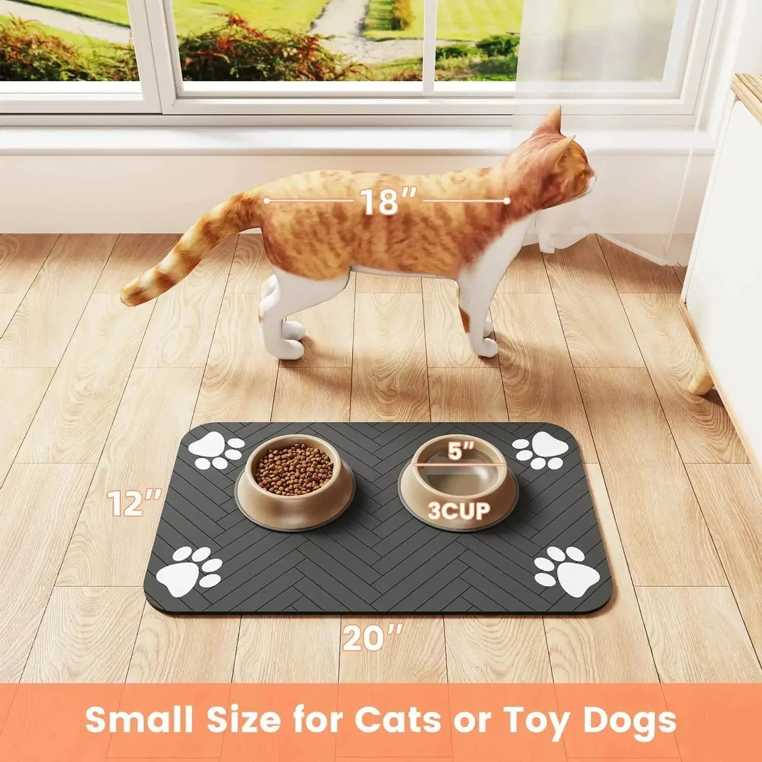 Absorbent Pet Feeding Mat with Rubber Backing Quick Dry Water Bowl Mat for Dogs And Cats Food Placemat Waterproof