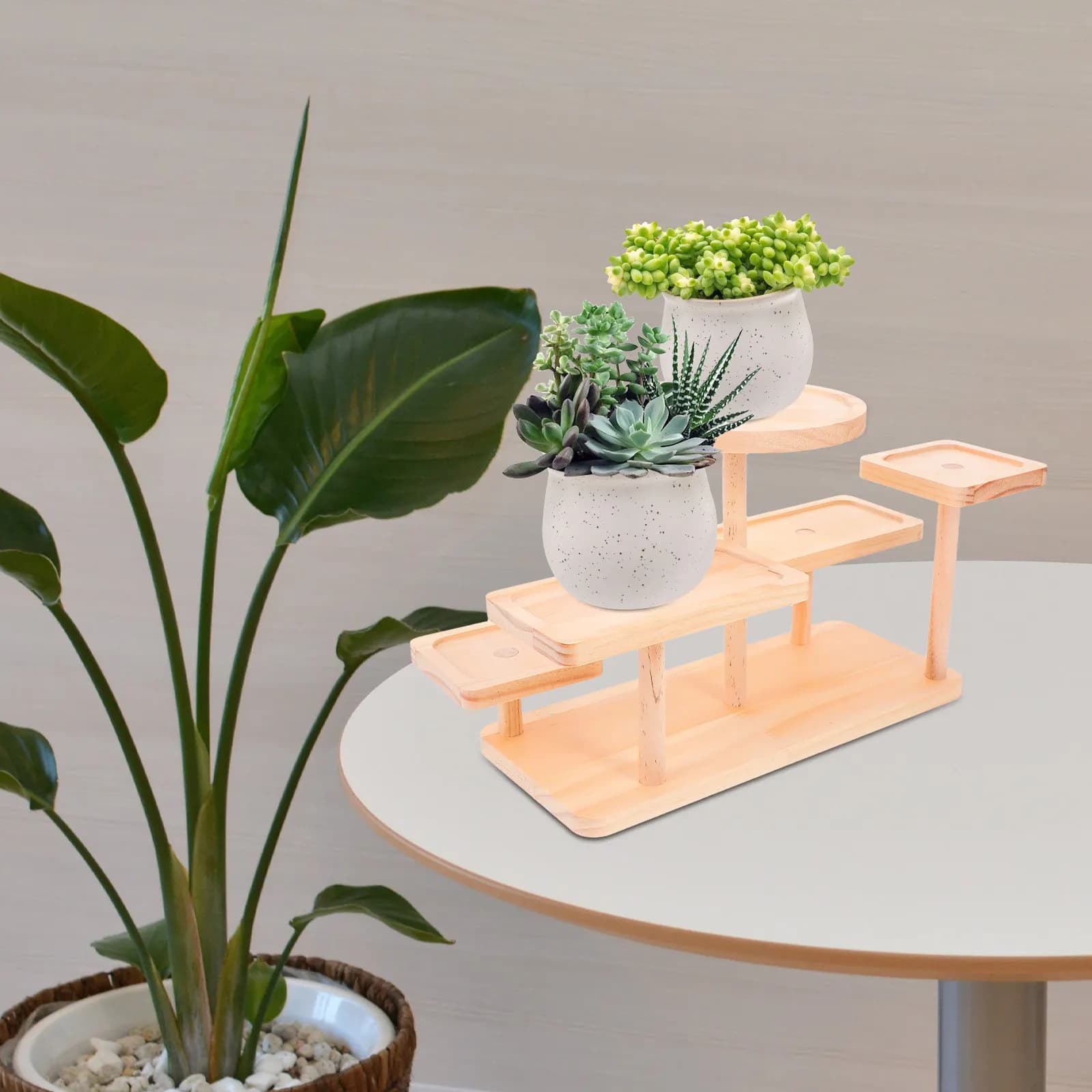 Five Tier Natural Wood Display Shelf for Cake Cupcake Dessert Jewelry Succulent Plants Perfume Makeup Organizer Desktop