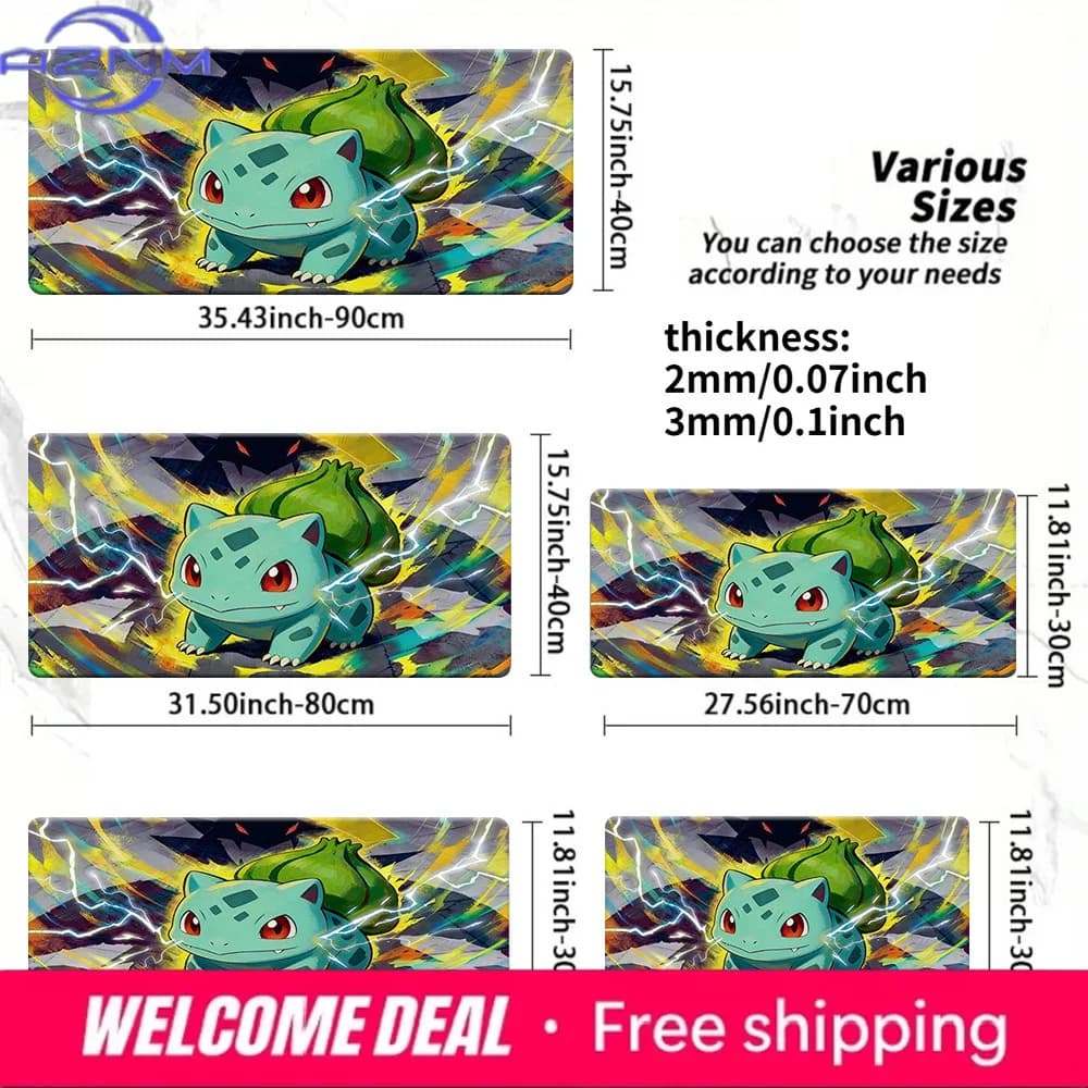 Tappetino per mouse da gioco Thunder Bulbasaur Battle Scene con base in gomma antiscivolo