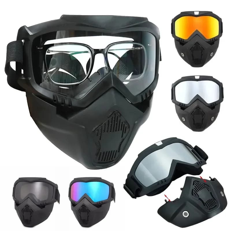 Motorcycle Protective Mask Tactical Motorcycle Helmet Glasses Removable Full Face Full Face Snowboard Glasses Windproof Protection UV