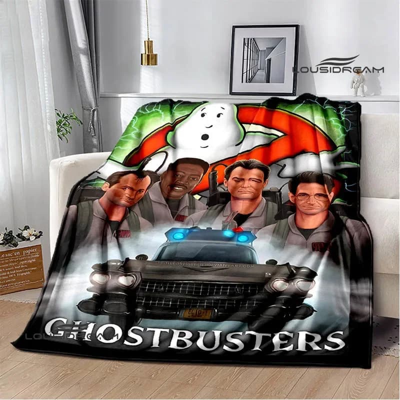 Ghostbusters Coperta stampata a fumetti Coperte di flanella calde Morbide e confortevoli coperte da viaggio per la casa Fodere per letti Regalo di compleanno
