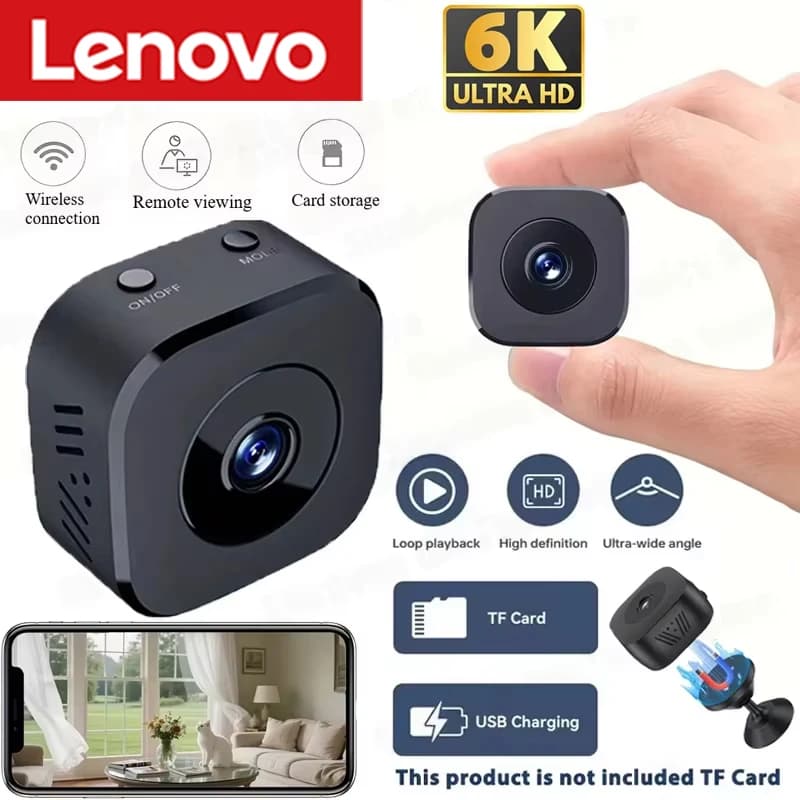 Nuova Telecamera di Sicurezza Mini Lenovo 6K Wireless 2.4G WiFi Monitoraggio Protezione Remota Visione Notturna Sorveglianza Casa Intelligente