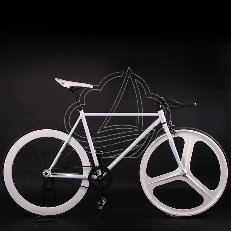 Bicicletta a Scatto Fisso per Adulti, Ruota a 3 Razze in Lega di Magnesio, Bici Vintage 700C con Guida Invertita
