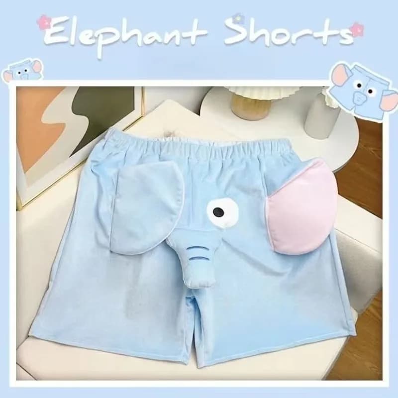 Pantaloni da pigiama con elefante con immagine creativa e carina per uomini e donne in estate Pantaloncini larghi elastici per la casa Pantaloni da pigiama in peluche