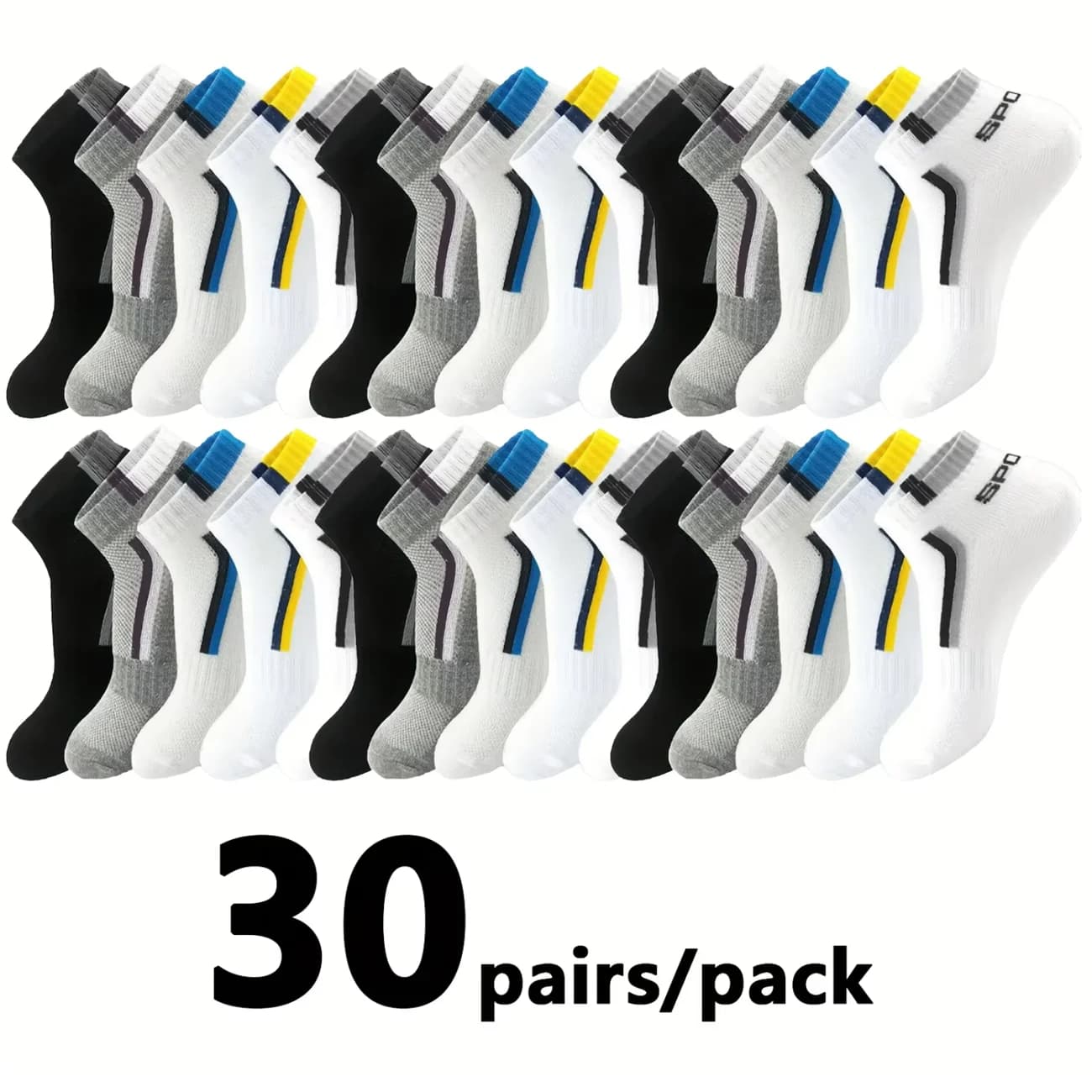 Men's 10 Pairs Color-block Mesh Ankle Socks Breathable Casual Sports Short Socks Sweat Absorbent