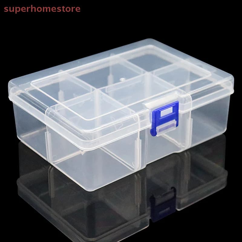 Scatola di immagazzinaggio rimovibile con scatola di plastica a 6 griglie 1PC per strumenti, gioielli e attrezzi da pesca, scatola di immagazzinaggio da tavolo