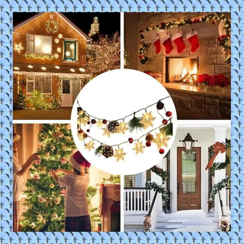 NOCM 20 LED Fiocco di neve String Lucine Alimentate a batteria Albero di Natale Ghirlanda natalizia Decorazione della camera da letto di Capodanno