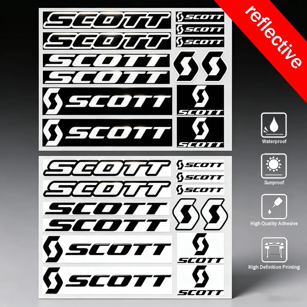 Reflective Bicycle Stickers DIY Mod Decoration Waterproof Vinyl Decals for Bike Frame Fork Helmet Racing Styling Accessories
