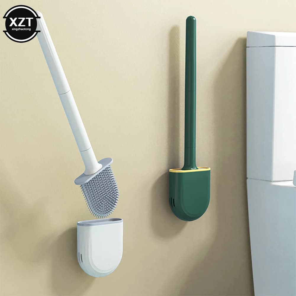 Scopino per Wc morbido Silicone setole flessibili strumento per la pulizia della testa detergente per Wc accessori per il bagno a parete supporto per asciugatura rapida