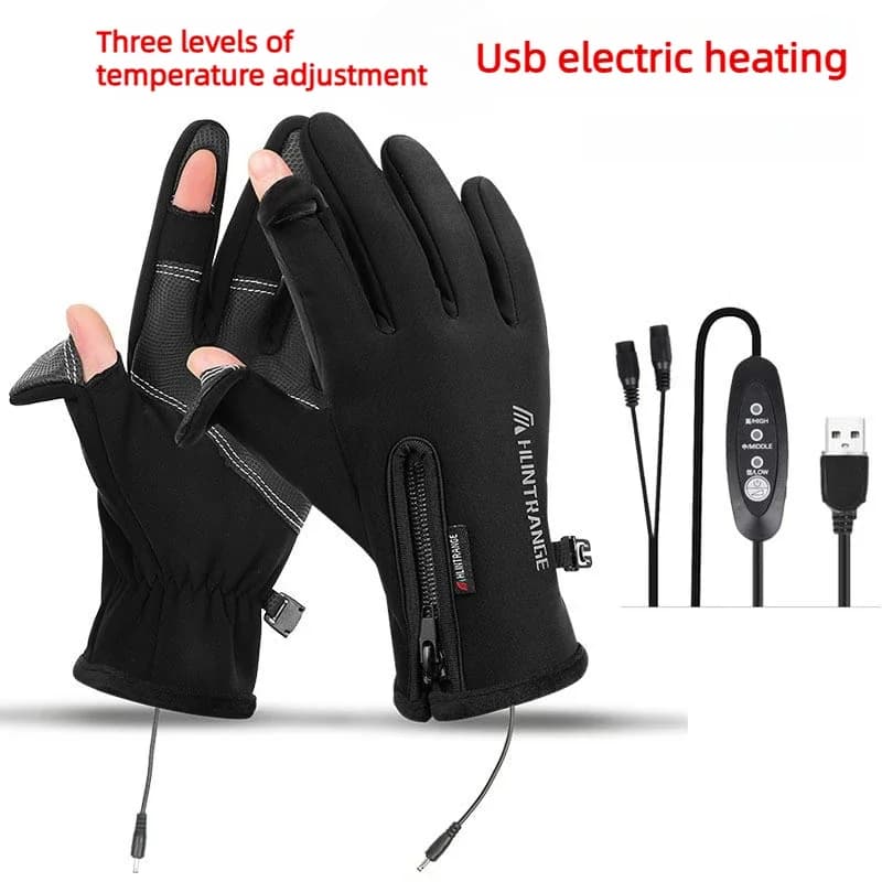 USB Heated Motorcycle Gloves, Waterproof Windproof Warm Touch Screen Anti-Slip Winter Gloves for Riding Outdoor Sports Hiking