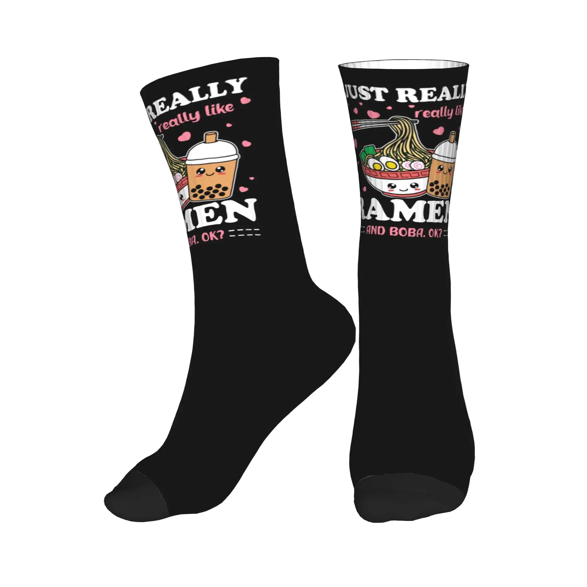 Just A Girl Who Loves Ramen And Boba Calzini da uomo e da donna, calzini unisex con stampa 3D