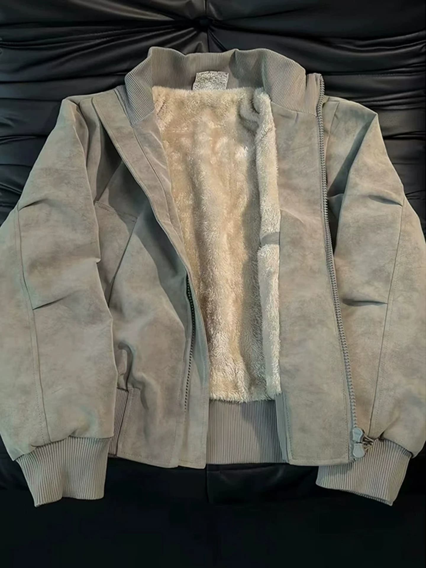American Style Bomber Flight Jacket Cotton Men's Winter Fleece Warm Lamb Velvet Cotton Clothes Dyed PU Leather Coat