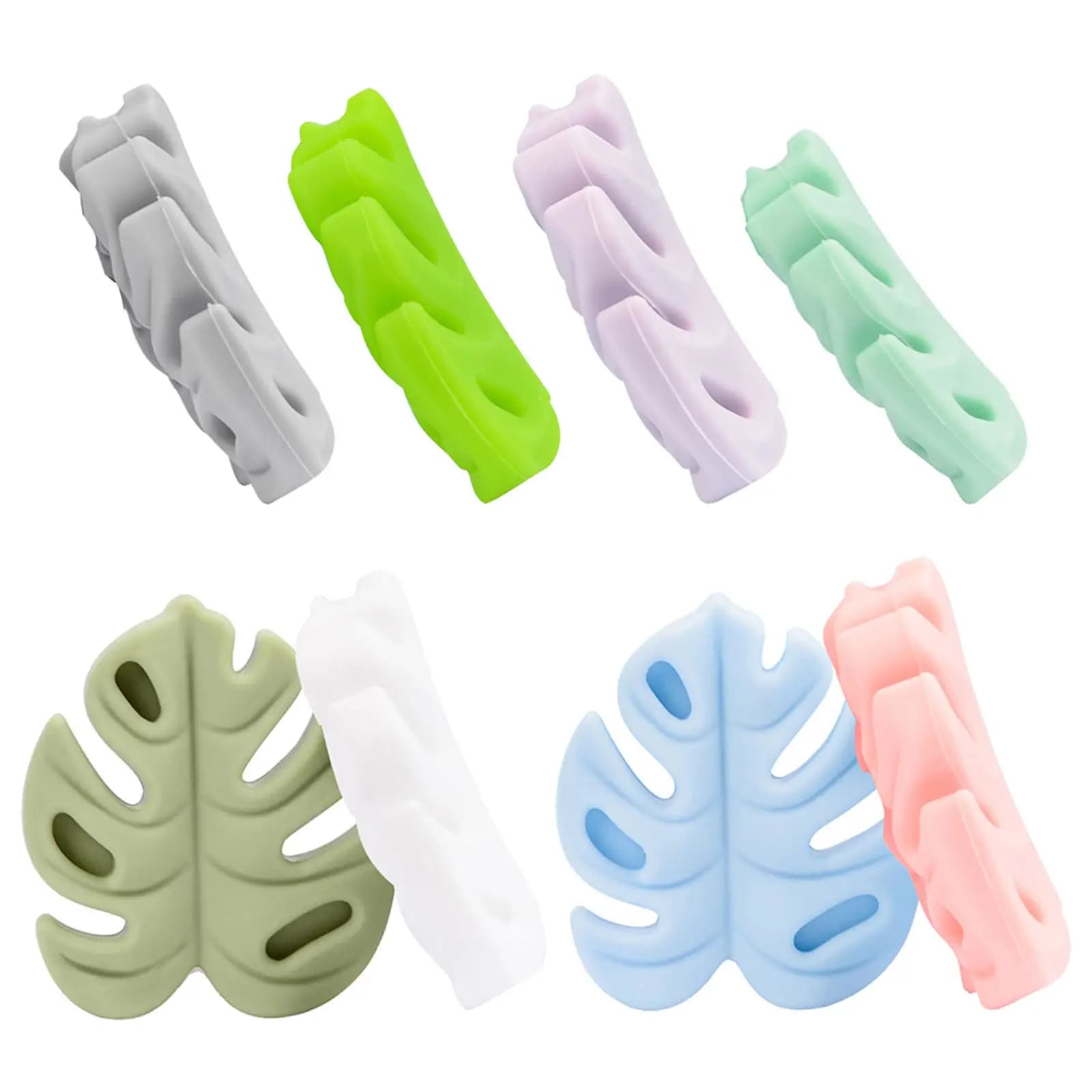 8Pcs Monstera Design Silicone Needle Protectors Knitting Needle Stopper Caps Safe Secure Point Protectors for Knitting Crochet