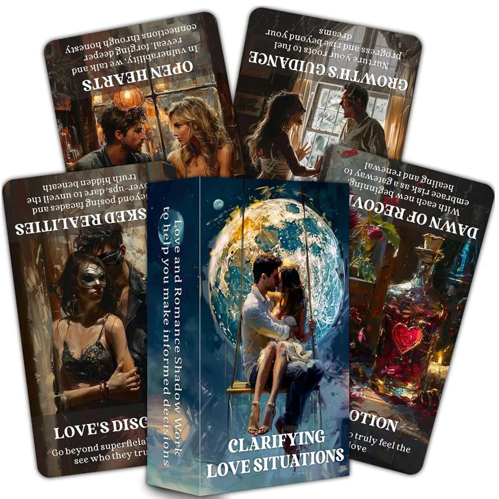 Carte Oracolo per Chiarire le Situazioni d'Amore, Mazzo per il Lavoro sulle Ombre della Fiamma Gemella, Relazione con il Partner dell'Anima, 56 Carte, Età 13+