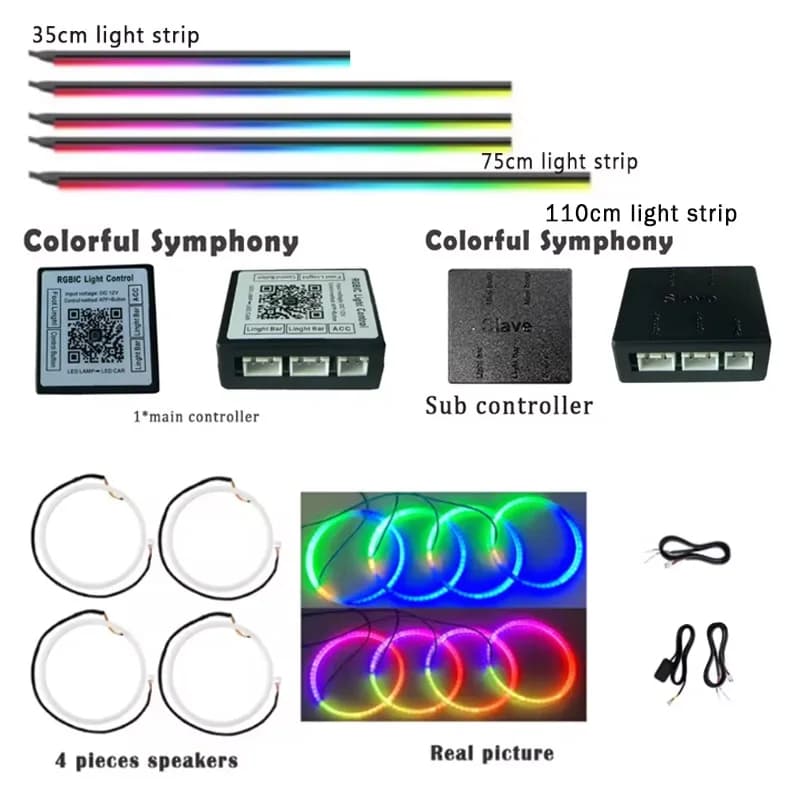 18 in 1 22 in 1 Luci d'atmosfera Parte Led 213 Colore Sinfonia Controller principale Sub Controller Altoparlante 35cm 75CM 110CM Striscia luminosa