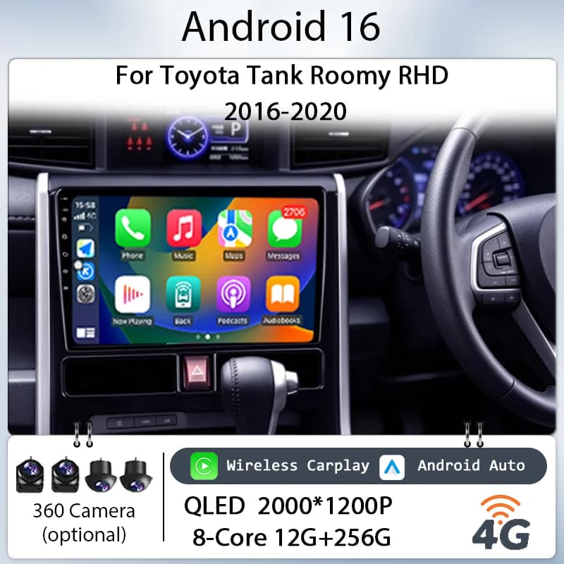 10" Android 16 for Toyota Tank Roomy RHD 2016-2020 Car Stereo IPS HD Touch Screen Wireless CarPlay GPS Navi BT WiFi DSP Player