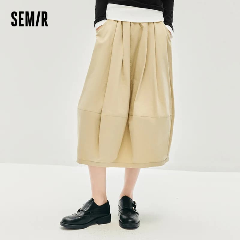 Gonna Semir da donna a vita alta con strutturazione tinta unita - Abbigliamento donna casual lungo con fascia elastica