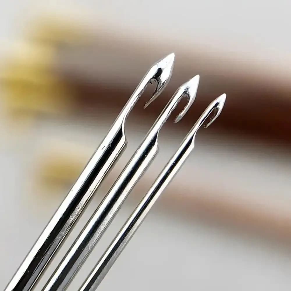 DIY Wooden Handle Embroidery Needles Knitting Hook 3 Needles Crochet Needles Multi Size Cross Stitch Needles Beaded Embroidery