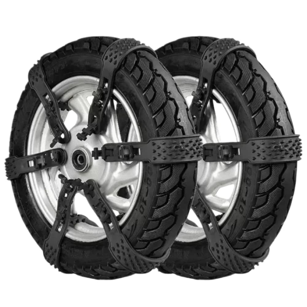 12 Pezzi Catene da Neve per Moto e Bici, Cinghie Antiscivolo per Pneumatici, Catene Antiscivolo per Scooter, Catene da Neve per Ruote Invernali