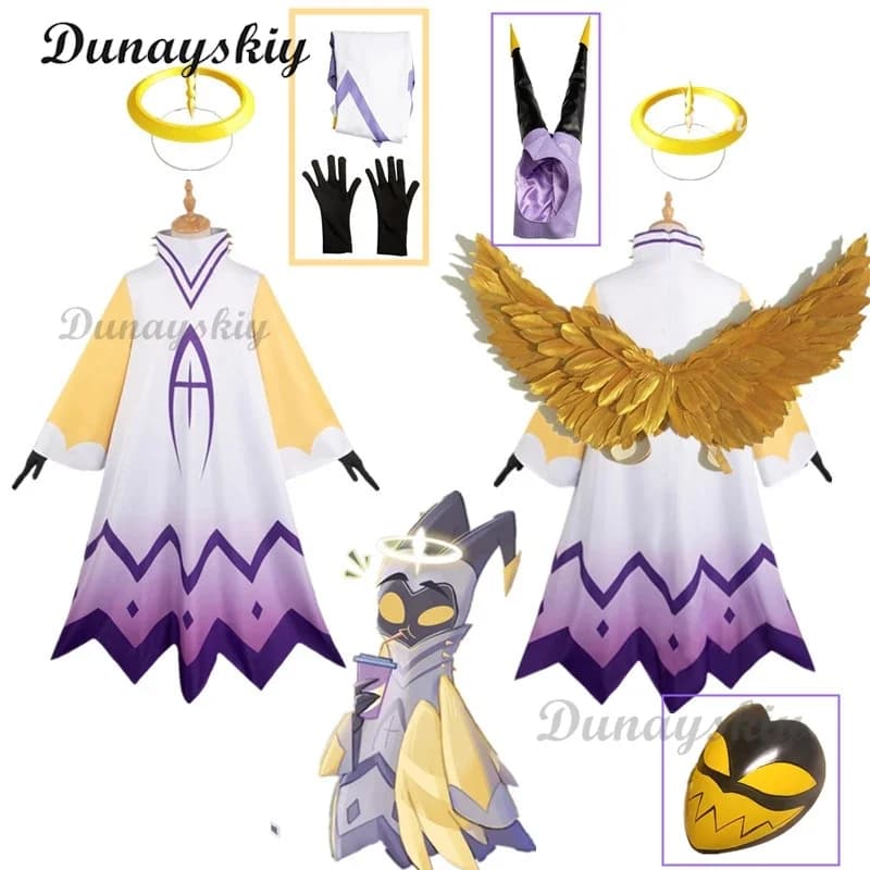 Hazbin Adam Cosplay Anime Hotel First Man Angel Halo Clothes Costume Cosplay Suit Unisex cos Halloween Party Angel Wings