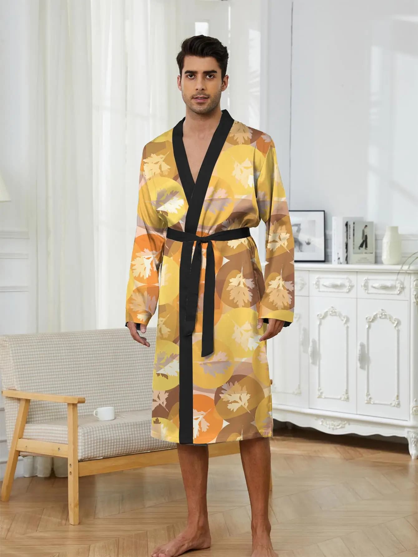 1pcs Men's Robes 2026 Spring/Summer dressing gown Sleepwear Bathrobe men Graphic Funny pajamas 3D Printed bath robe Breathable