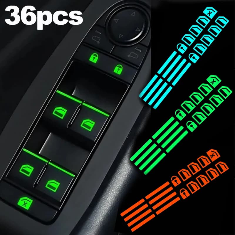 Adesivi Luminosi per Pulsanti Alzacristalli Auto, Decorazioni per Pannello di Controllo Finestrini, Accessori Auto