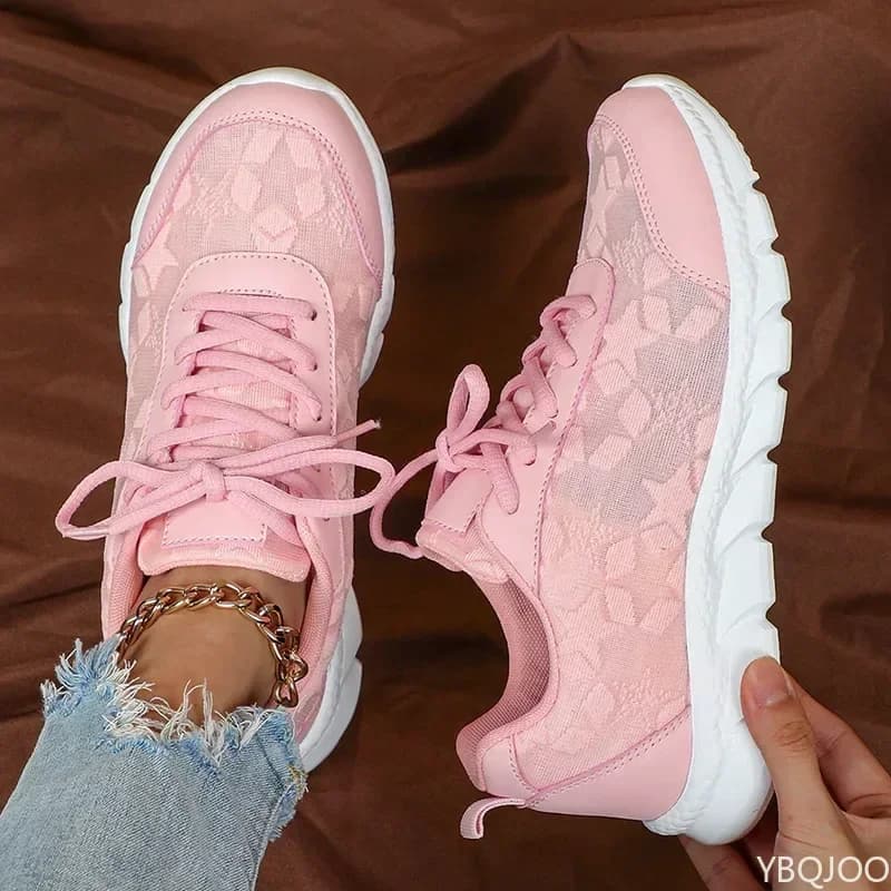 Women's casual sneakers 2025 fashion comfortable women's sports shoes tightened in breathable mesh women's running shoes with soft outdoor soles