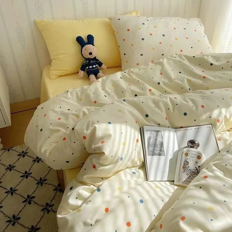 Set di Biancheria da Letto con Stampe Cartoon, 4 Pezzi con Federe, 3 Pezzi, Adatto per Letti Singoli e Matrimoniali, Dormitori Studenteschi