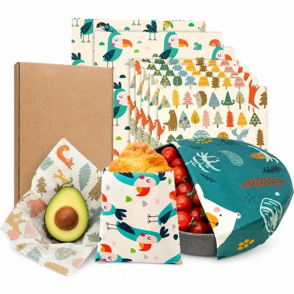 9pcs Multi Size Beeswax Food Wrap Washable Organic Food Wrapping Paper Fresh-Keeping Lemon Reusable Food Cover