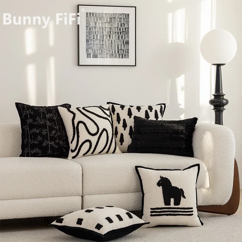 Fodere per cuscini in velluto a riccioli Black Series, lussuose e moderne, in ciniglia morbida, decorative, per divano, letto, soggiorno.
